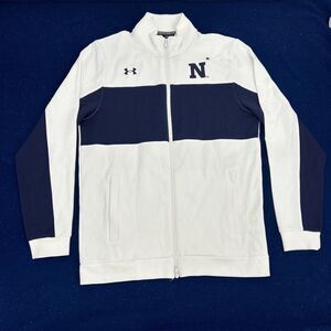 USNA Midshipmen Jacket Men's M White Blue‎ Under Armour Full Zip US Navy